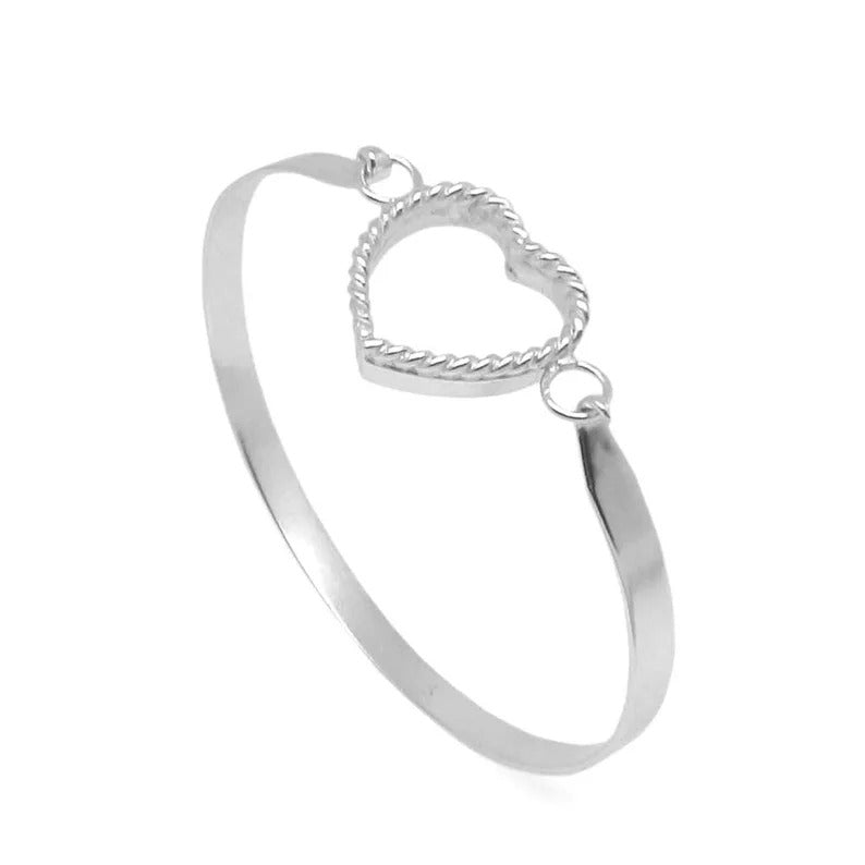 Heart Shape 925 Sterling Silver Bangle