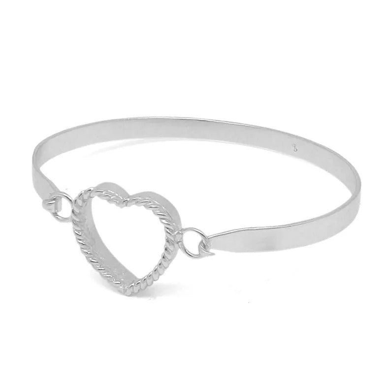 Heart Shape 925 Sterling Silver Bangle