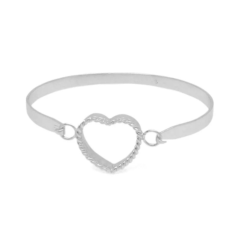 Heart Shape 925 Sterling Silver Bangle