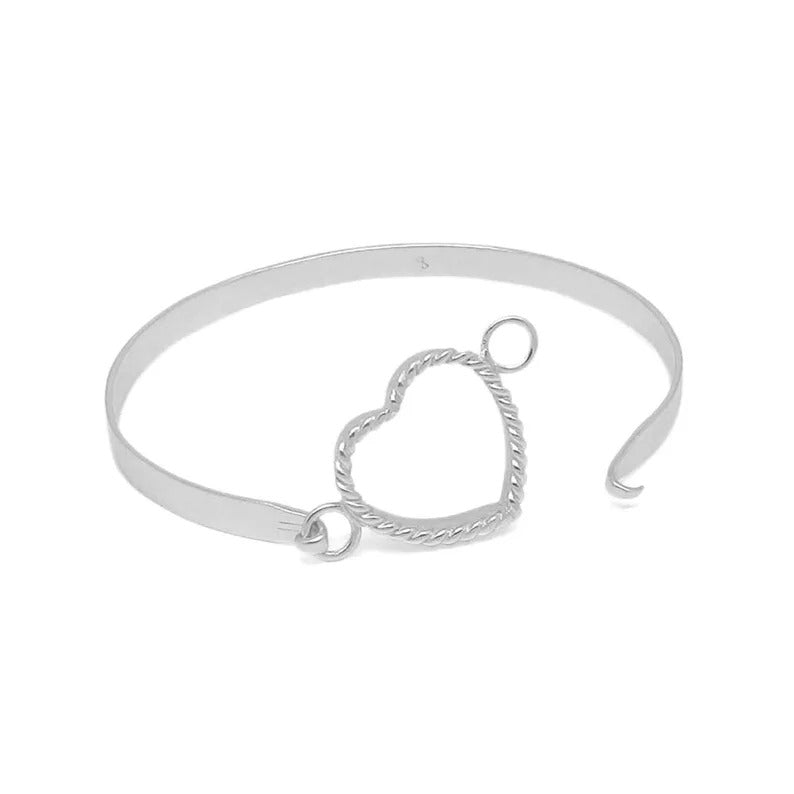 Heart Shape 925 Sterling Silver Bangle