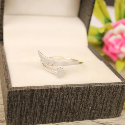 Angel Wing & Heart Designer Sterling Silver Ring