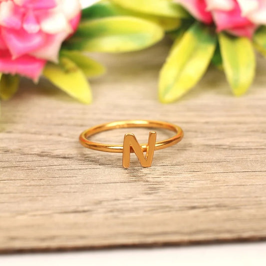 Personalised Letter Gold Plated Sterling Silver Ring