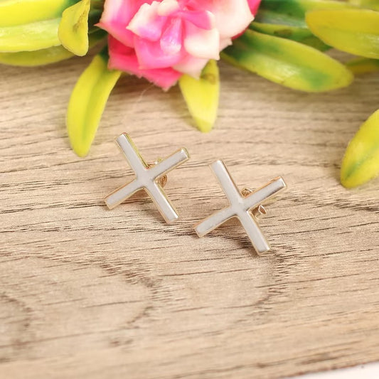 925 Sterling Silver Tiny Little Cross Stud Earring