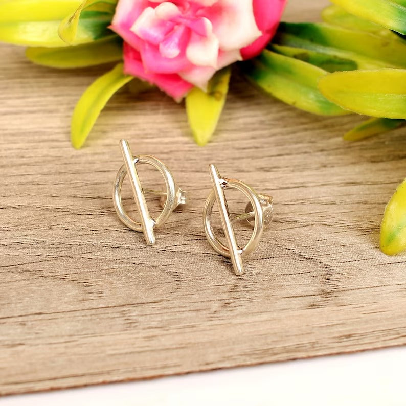 925 Sterling Silver Tiny Circle Stud Earrings