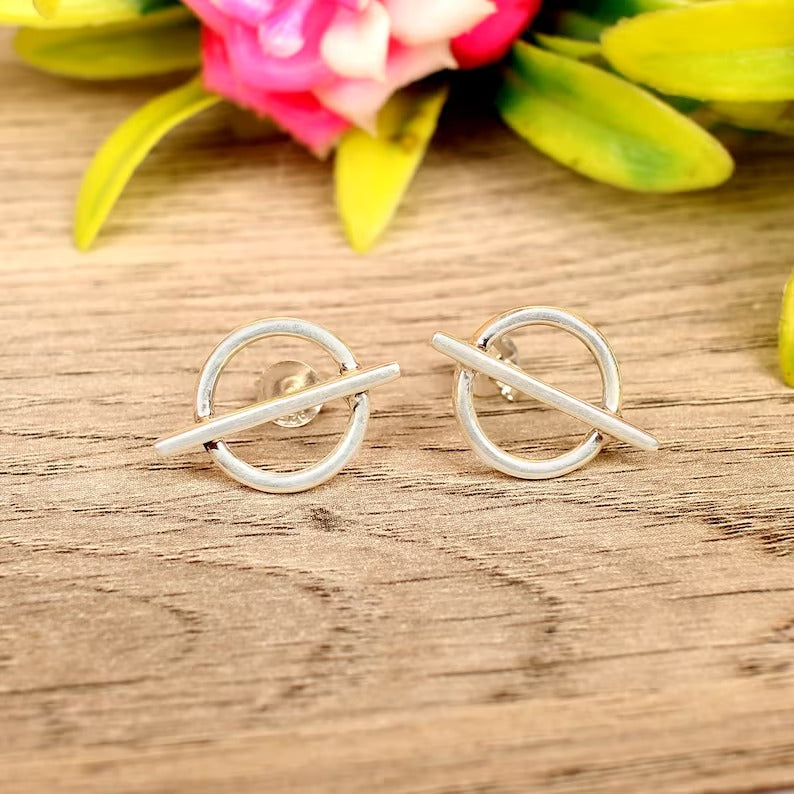 925 Sterling Silver Tiny Circle Stud Earrings