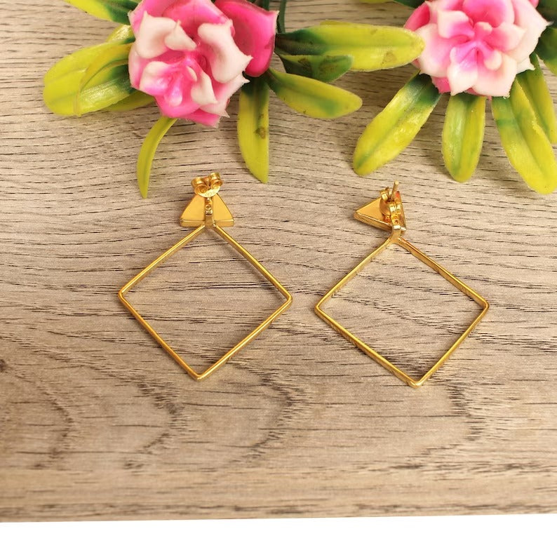 925 Sterling Silver Gold Plated Unique Earrings