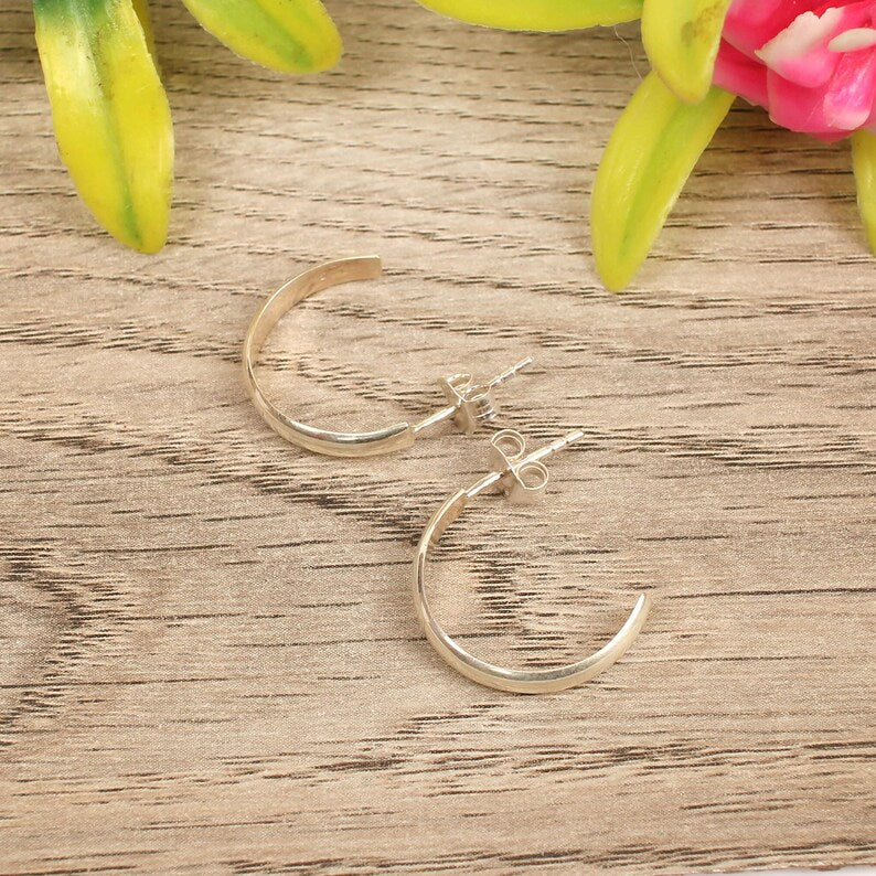 925 Sterling Silver Half Circle Earring