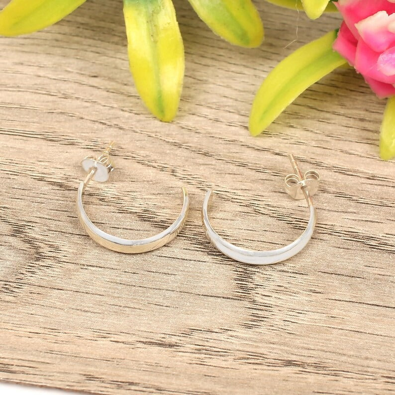 925 Sterling Silver Half Circle Earring