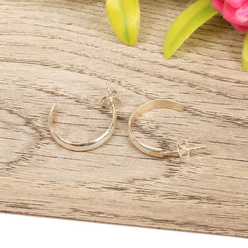 925 Sterling Silver Half Circle Earring