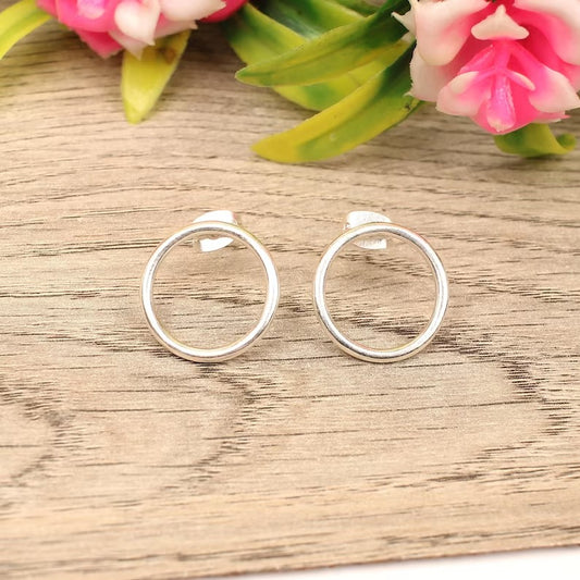 92.5 Sterling Silver Circle Stud Earrings