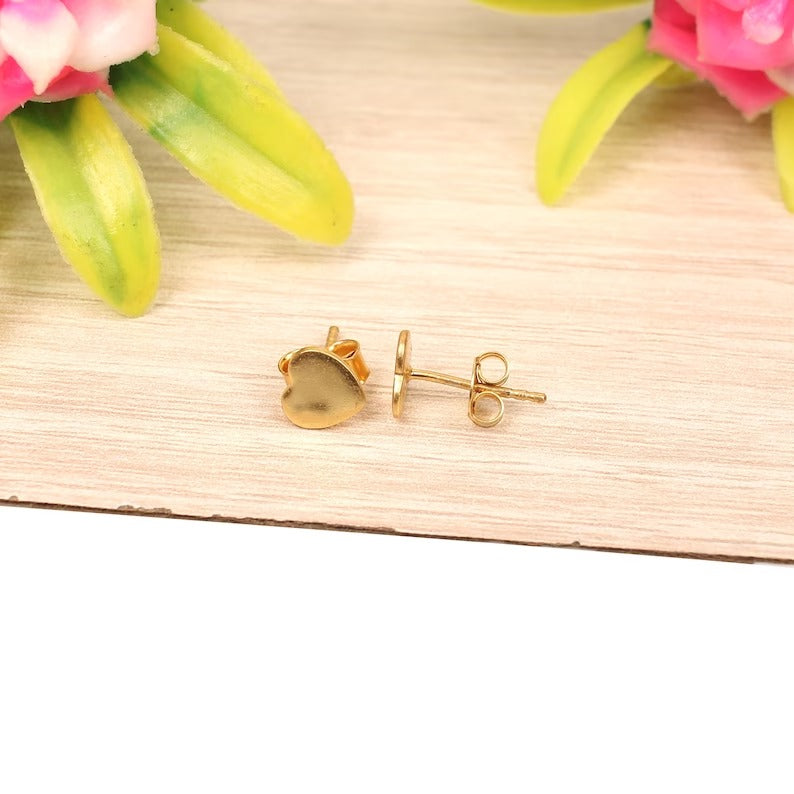 92.5 Sterling Silver Tiny Heart Stud Earrings