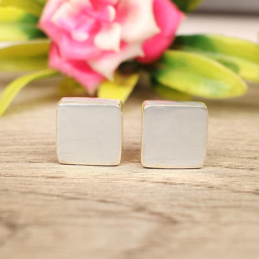 92.5 Sterling Silver Square Stud Earring