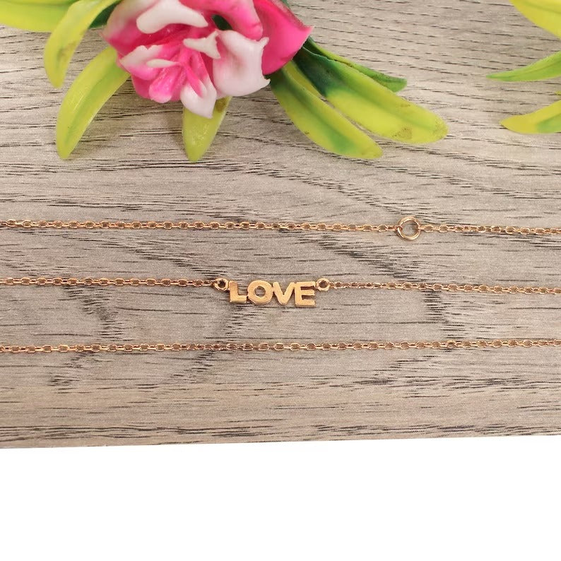 92.5 Sterling Silver Gold Plated LOVE Necklace