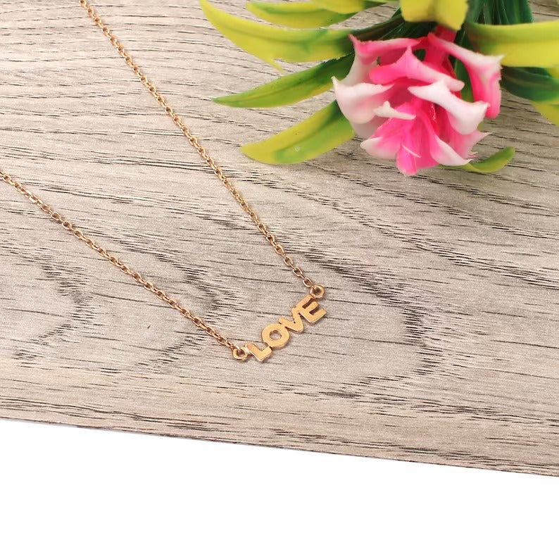 92.5 Sterling Silver Gold Plated LOVE Necklace