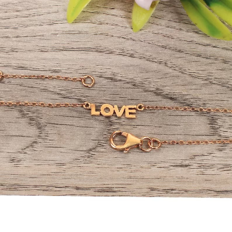 92.5 Sterling Silver Gold Plated LOVE Necklace