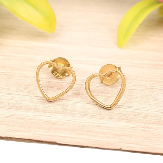 925 Sterling Silver Open Heart Studs Earrings