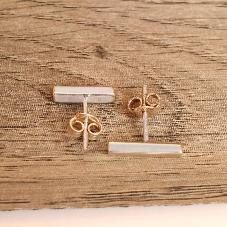 925 Sterling Silver T Bar Stud Earrings