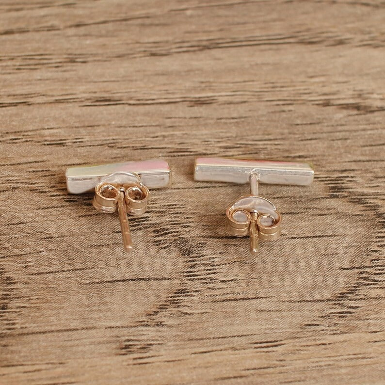 925 Sterling Silver T Bar Stud Earrings