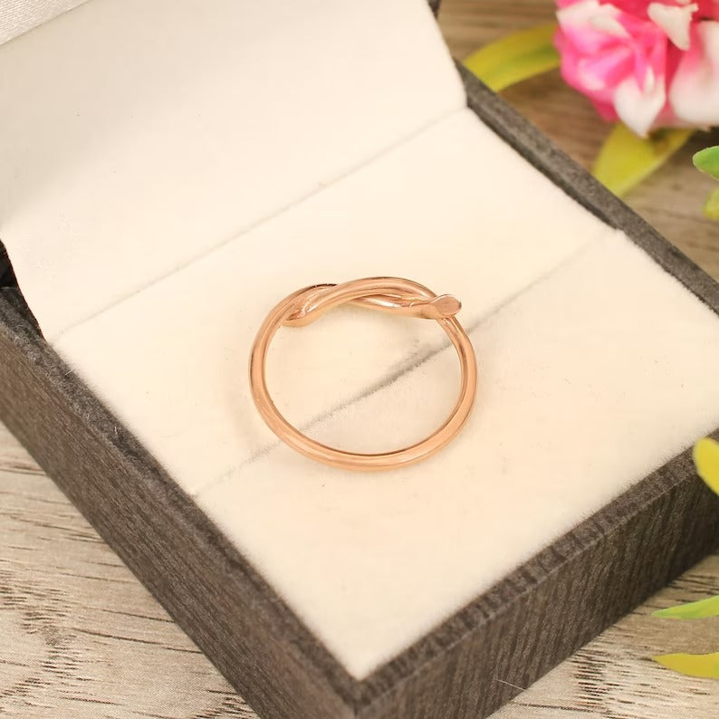 925 Sterling Silver Knot Rose Gold Plated Ring