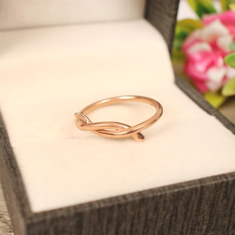 925 Sterling Silver Knot Rose Gold Plated Ring