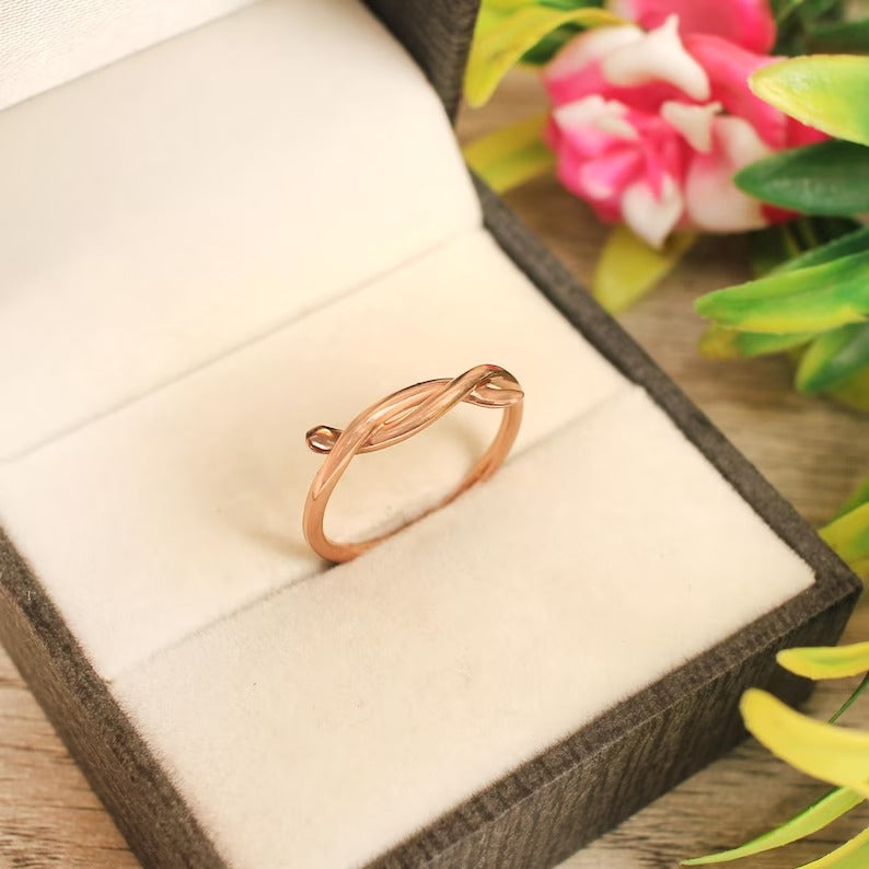 925 Sterling Silver Knot Rose Gold Plated Ring