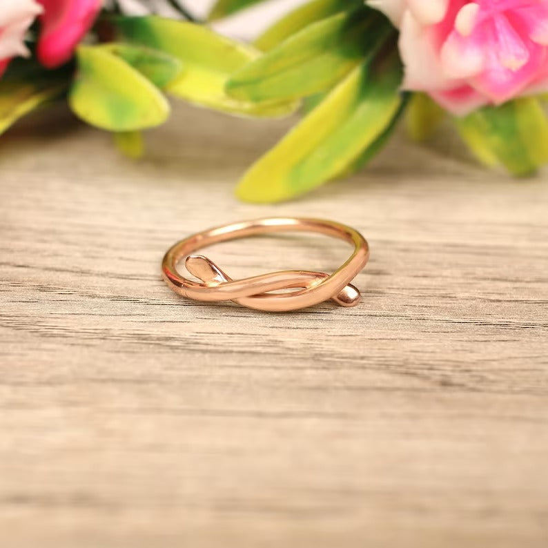 925 Sterling Silver Knot Rose Gold Plated Ring