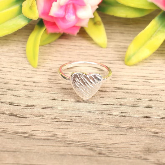 92.5 Sterling Silver Heart Textured Ring