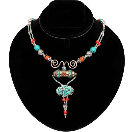 Natural Turquoise & Coral Necklace