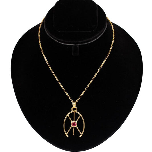 Pink Tourmaline Gold Plated Brass Necklace