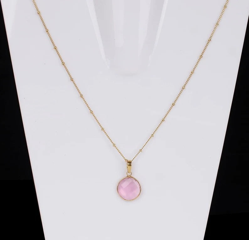 Pink Tourmaline Gemstone 92.5 Sterling Silver Necklace