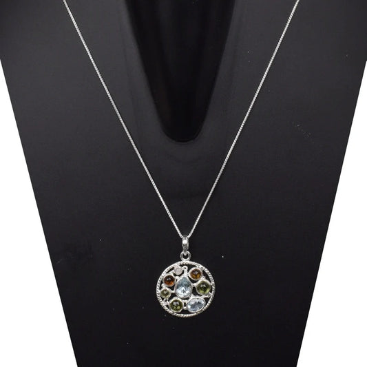 92.5 Sterling Silver Panch Ratan Gemstone Necklace