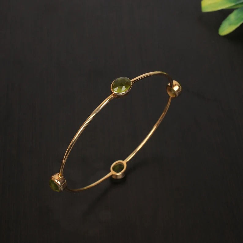 Peridot Hydro Gemstone 92.5 Sterling Silver Bangle