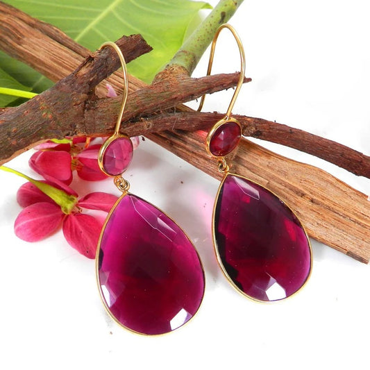 92.5 Sterling Silver Pink Tourmaline Hydro Gemstone Earrings