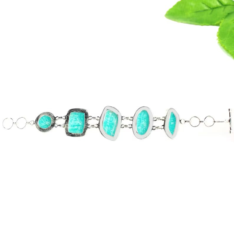 92.5 Sterling Silver Amazonite Gemstone Bracelet