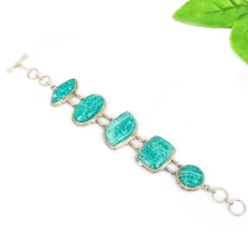 92.5 Sterling Silver Amazonite Gemstone Bracelet