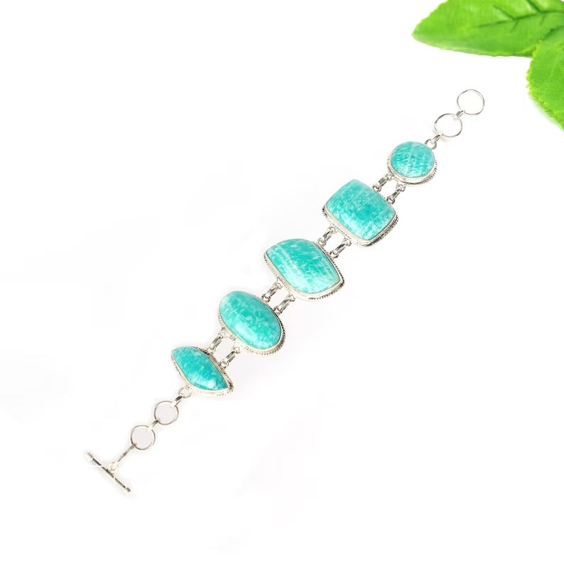 92.5 Sterling Silver Amazonite Gemstone Bracelet