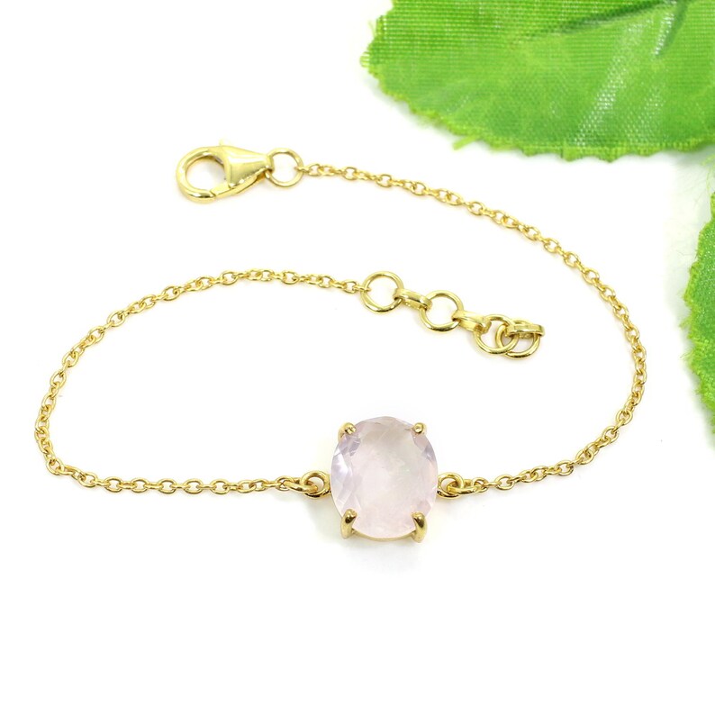 Rose Quartz Gemstone 92.5 Sterling Silver Bracelet