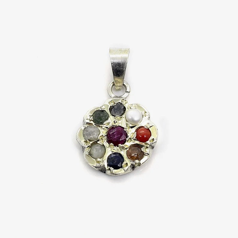 92.5 Sterling Silver Multi Gemstone Chakra Pendant