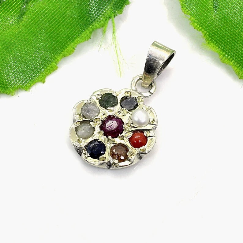 92.5 Sterling Silver Multi Gemstone Chakra Pendant