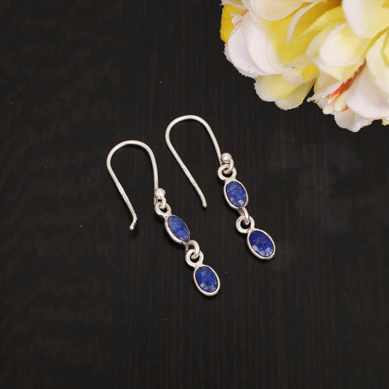 92.5 Sterling Silver Lapis Lazuli Gemstone Earring