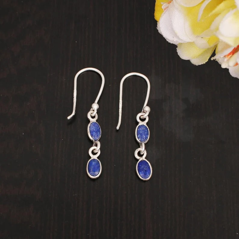 92.5 Sterling Silver Lapis Lazuli Gemstone Earring