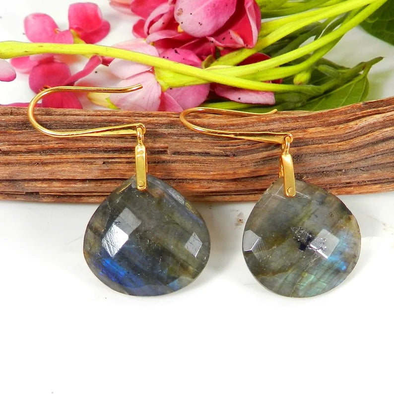 Natural Labradorite Gemstone 92.5 Sterling Silver Earring