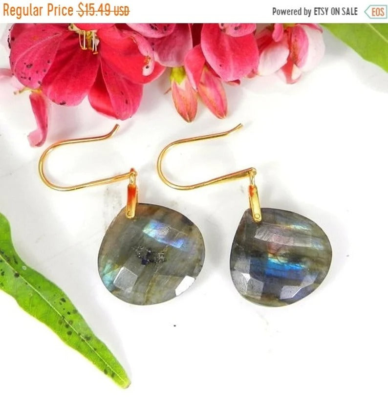 Natural Labradorite Gemstone 92.5 Sterling Silver Earring