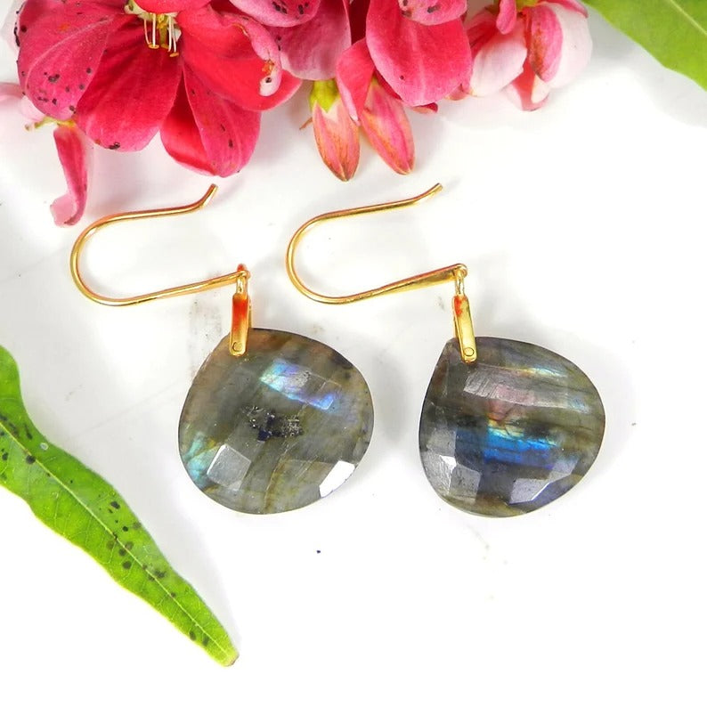 Natural Labradorite Gemstone 92.5 Sterling Silver Earring