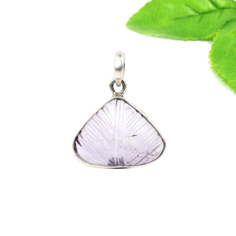 Amethyst Carving Gemstone 92.5 Sterling Silver Pendant