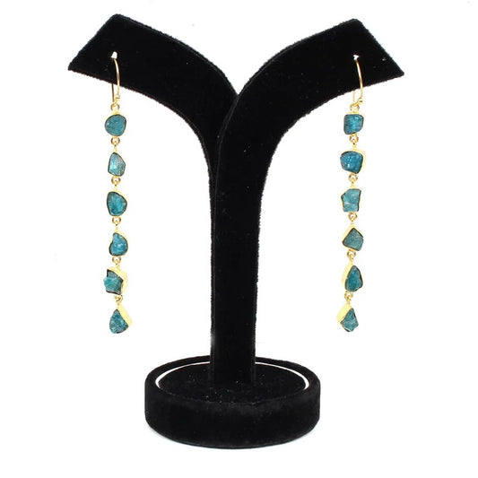 Natural Neon Apatite Gold Plated Sterling Silver Earring