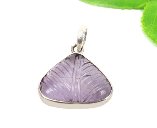 Amethyst Carving Gemstone 92.5 Sterling Silver Pendant