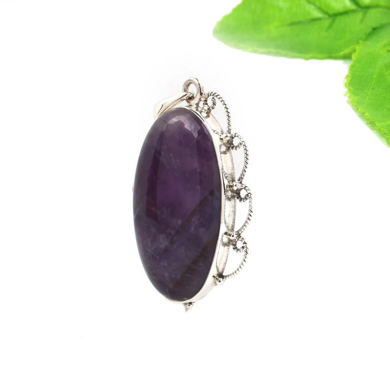 Amethyst Gemstone 92.5 Sterling Silver Pendant