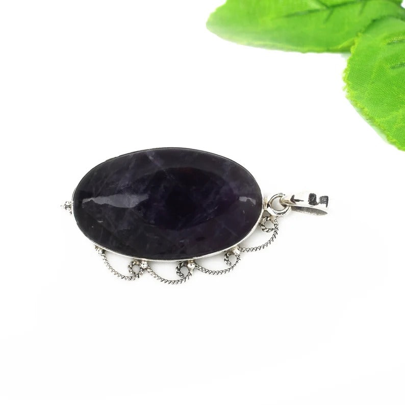 Amethyst Gemstone 92.5 Sterling Silver Pendant