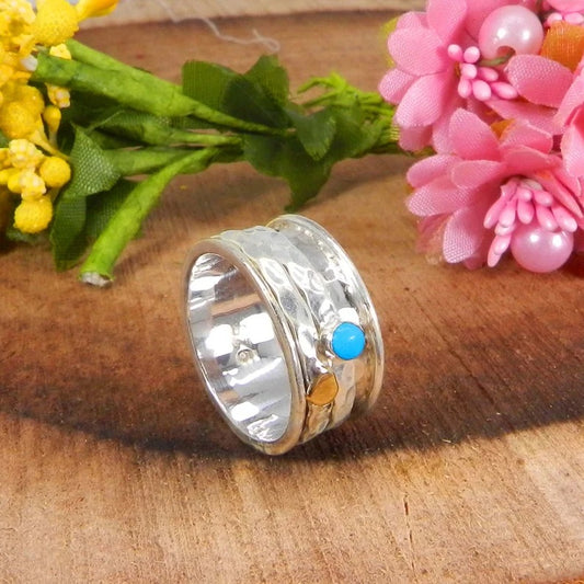 92.5 Sterling Silver Turquoise Gemstone Spinner Ring